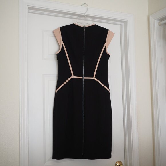 Rebecca Taylor Black and Peach Pink Business Midi Formal Business Dress Size 4 - Picture 8 of 14